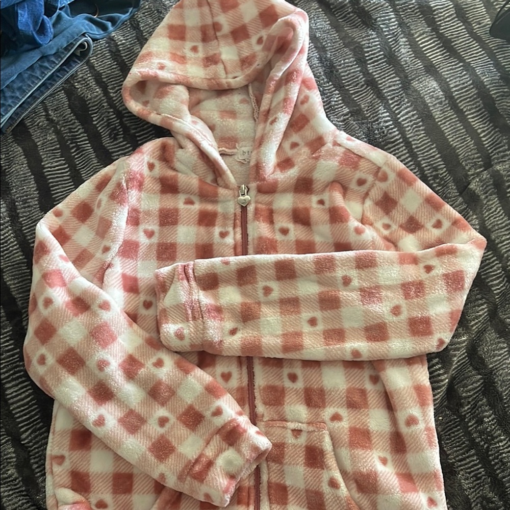 btween Pink and White Checkered Kids Jacket